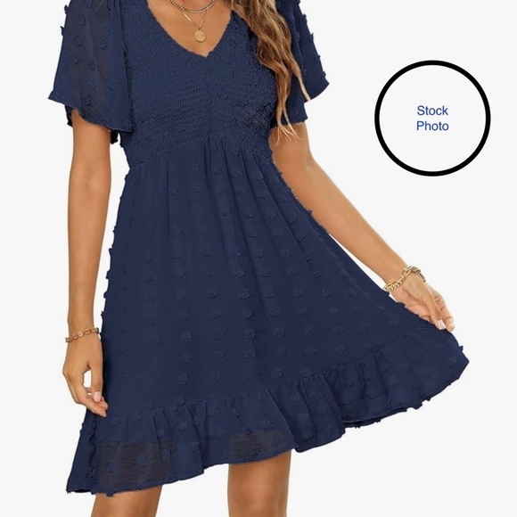 Annabouti Dress Smocked Top Swiss Dot Baby Doll Style Party Cocktail NWT - Picture 4 of 6